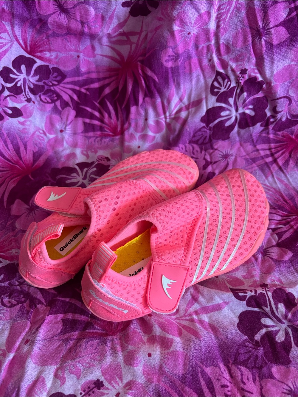 QuickShark Kids Bright Neon Pink Water Shoes with Silver Accents